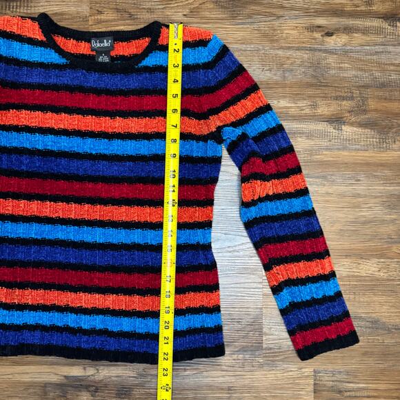 Rafaella size SMALL striped sweater 80% Silk VINTAGE thick knit - Picture 3 of 7